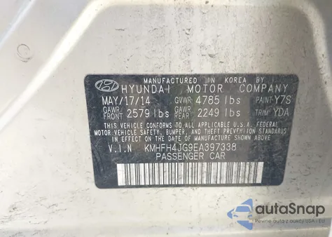 2014 Hyundai Azera Limited z USA, uszkodzony, nr VIN KMHFH4JG9EA397338